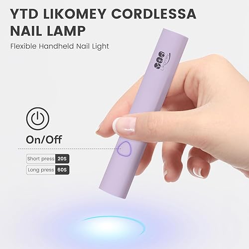 Miniatura 3 de YTD Likomey Lámpara LED UV de mano para esmalte de gel, mini luz de uñas púrpura de secado rápido con soporte plegable, recargable inalámbrico