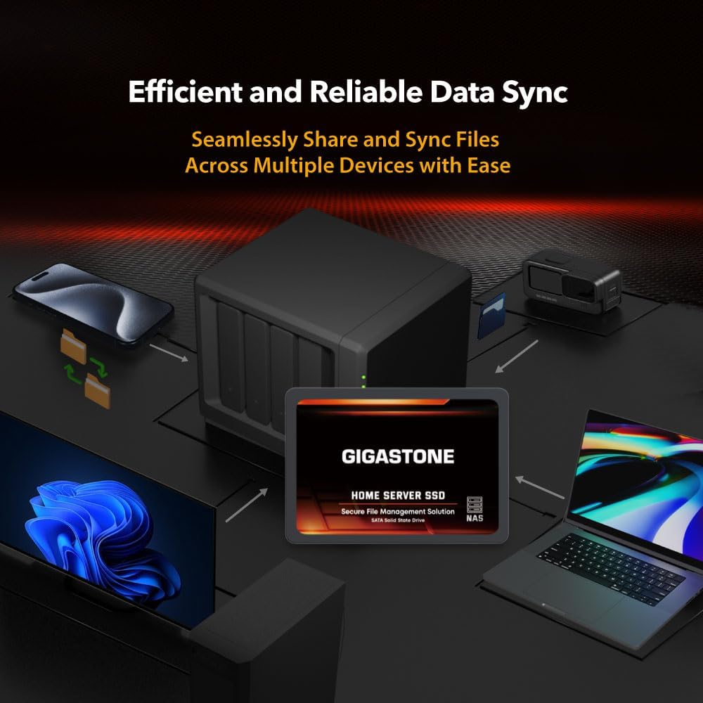 Gigastone 【NAS Certified】 Home Server SSD 4TB Up to 530MB/s TLC Flash with SLC Caching 24/7 Reliable for Gaming/PC/NAS SSD- 3-Year Warranty 2.5" SATA Internal Solid State Drives RAID Disk