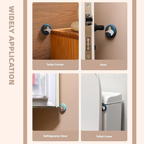 Miniatura 6 de Manija de puerta autoadhesiva de animales de dibujos animados, pato, oso, perezoso y alpaca, protector de pared para puerta, perilla de pared,