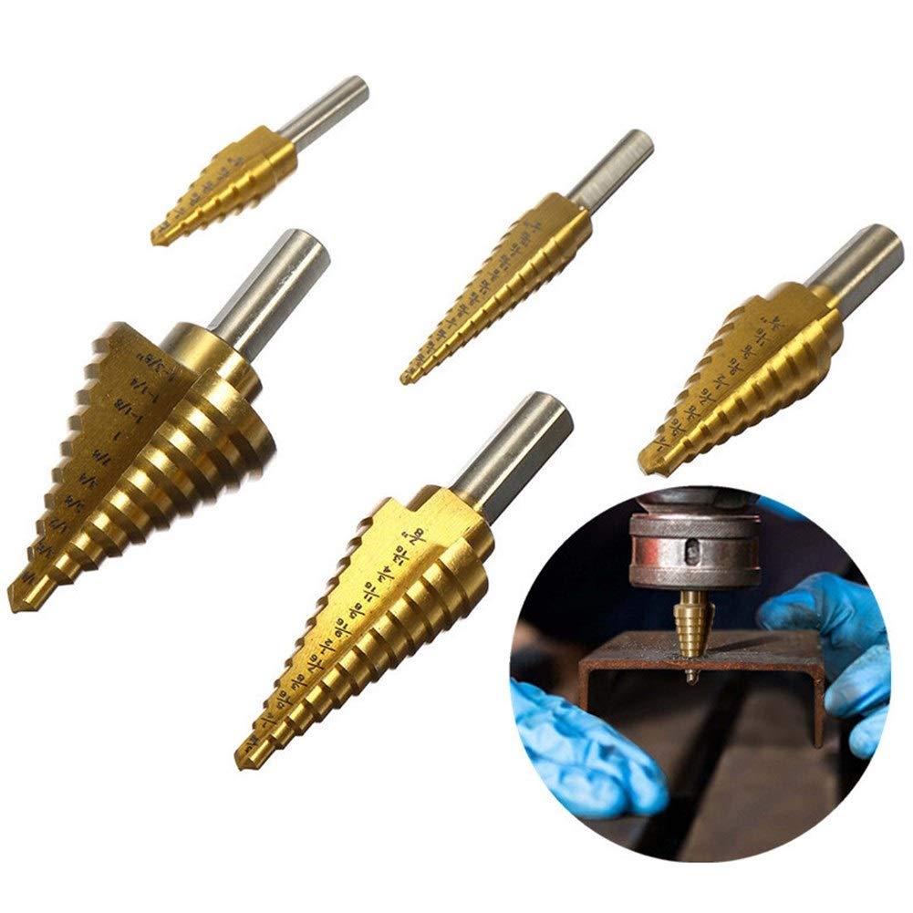 Herramientas 6 uds HSS brocas escalonadas recubiertas de titanio con juego de taladro central juego de herramientas de perforación cortador de agujeros conjunto de herramientas todo nuevo nu