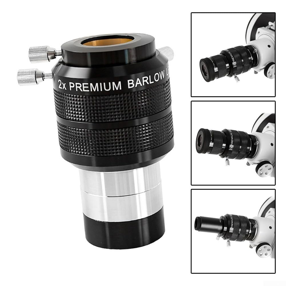 Lot de 2 lentilles de Barlow de qualité supérieure pour télescopes - Se connecte à des accessoires de visualisation de 1 25" ou 2"