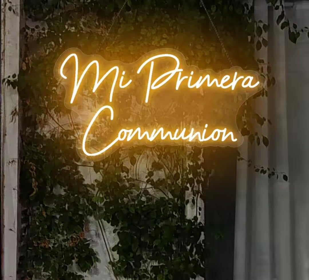 Letrero de Neón LED Personalizado luz calida, Señal de Mi Primera Comunión, Señal de Luz Española, Decoración de Fiesta de Boda, Habitación, Material Acrílico MEDIDAS 60X35CM