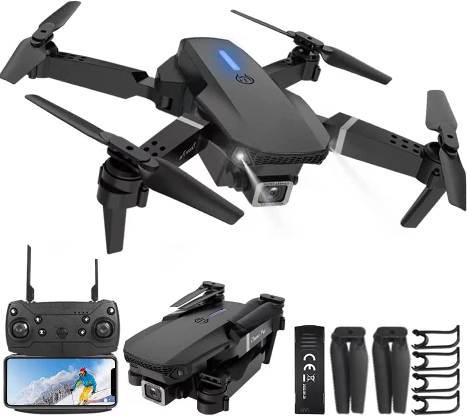 Velocious Foldable Remote Control Drone with 2 Camera HD Wide Angle Lens Optical Flow Positioning with 1800Mah Battery WiFi FPV 4-Axis Camera with Dual Flash Lights (MultiColor) (B0CRF9VYZB) Amazon Price History, Amazon Price Tracker