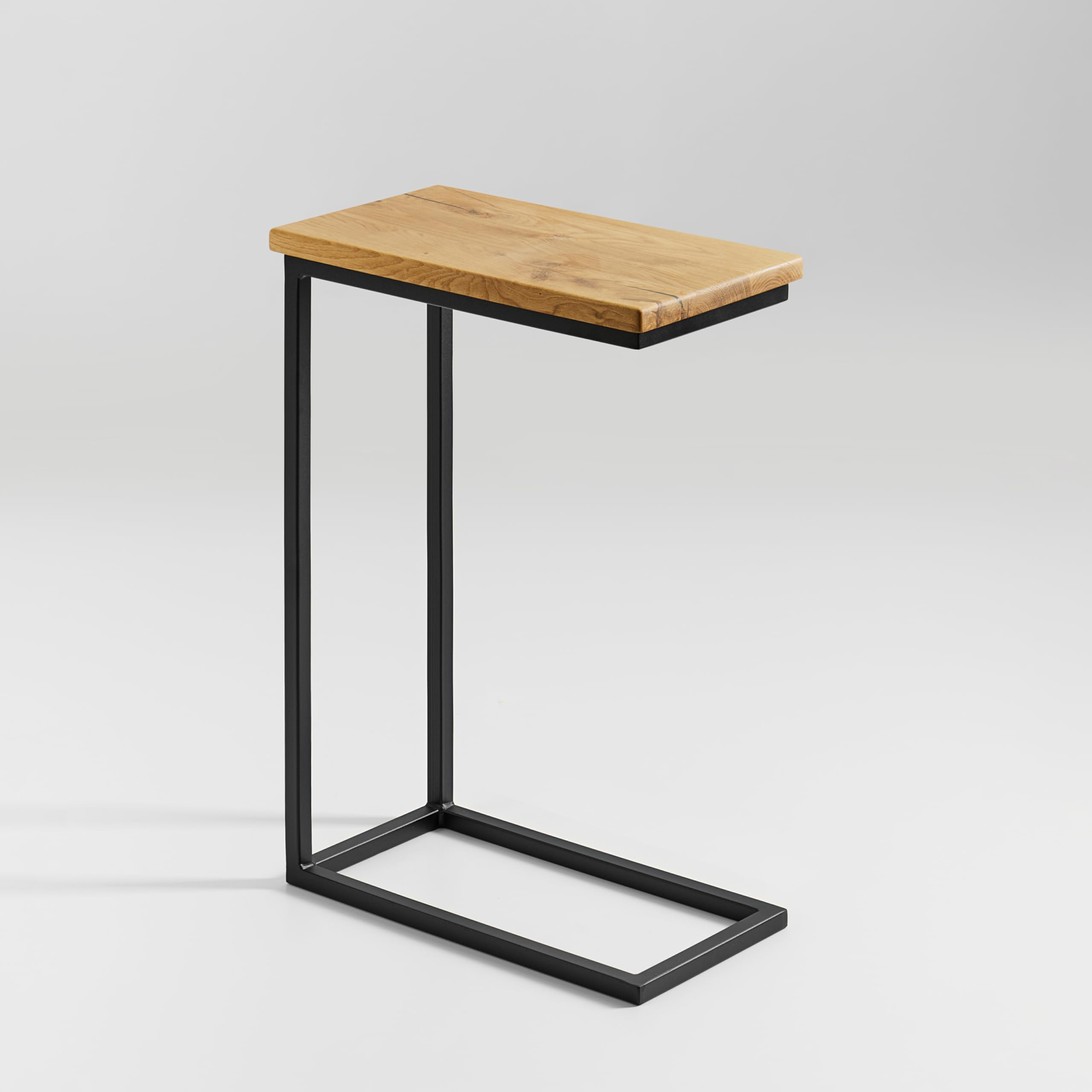 BestLoft.de Kleiner Beistelltisch Couch Schwarz Weiß Holz Laptoptisch C Form Sofatisch Side Table Tabletttisch Eiche Bed Table Nachttisch hoch Laptoptisch für Couch Kleiner Wohnzimmertisch (CSH-W)