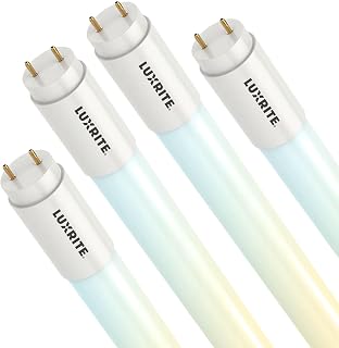 LUXRITE 4FT T8 LED Tube Lights, Type B, 12W/15W/18W Tunable, 5 Colors 3000K | 3500K | 4000K | 5000K | 6500K, Single and Double End Powered, Ballast Bypass, 1620/1950/2250LM, F32T8, UL, DLC (4 Pack)