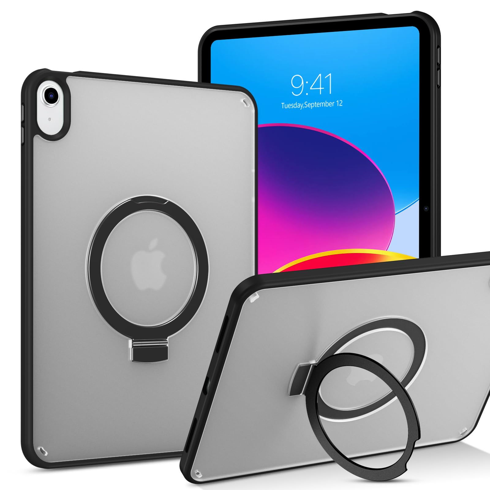  Black Invisible Foldable Kickstand Case for BENTOBEN iPad 10th Gen 2022
| Shockproof Protective Cover with Ring Holder 