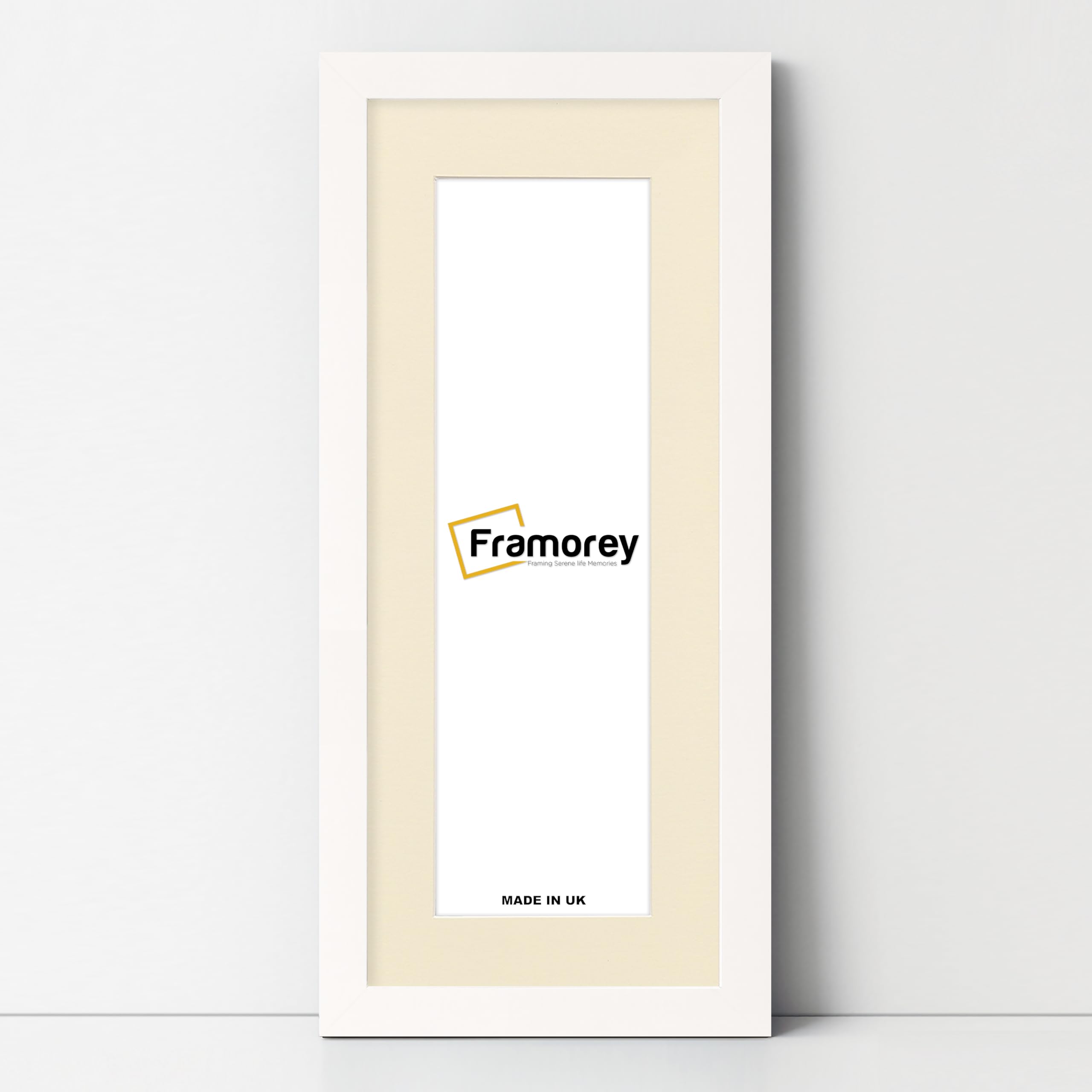 FRAMOREY Panoramic Style, Oxford Flat Wooden Effect Picture Frame, 30x16" Size White Photo Frame With 26x12" Size Ivory Mount, Handmade Frame, Wall Art Hanging Frame, Best Home Decor Frames