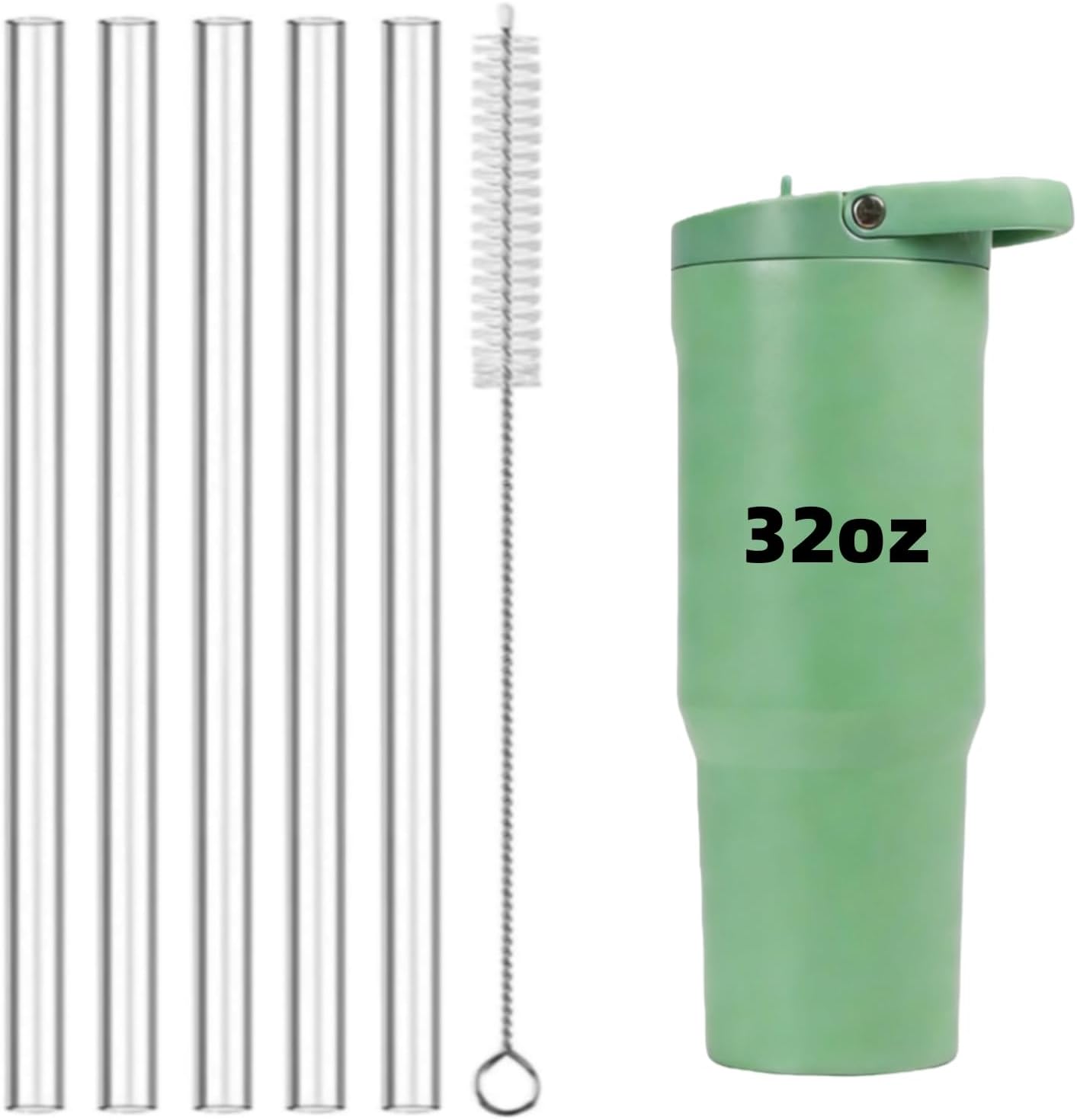 5Pack Replacement Straw Compatible for HydroJug Sport 20oz 32oz 40oz, Food Grade Drinking Straws Fit for Hydro Jug Sports Stainless Steel Water Bottle (Sport 32oz)