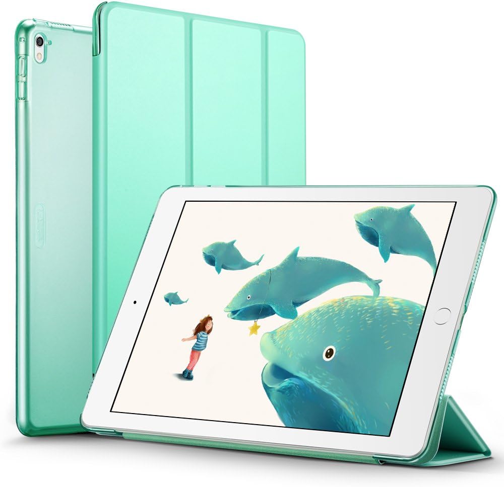 ESR Yippee Trifold Smart Case for iPad Pro 9.7, Translucent Frosted Back Magnetic Cover with Auto Sleep/Wake Function [Light Weight] Compatible with iPad pro 9.7 inch 2016 Release (Mint Green)