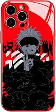 Six Eyes Sorcerer Glass Case for iPhone 16 Pro Max Red Aesthetic Shield | Vibrant boundless anime graphic, 9H tempered backplate, flexible TPU rubber bumper, pr