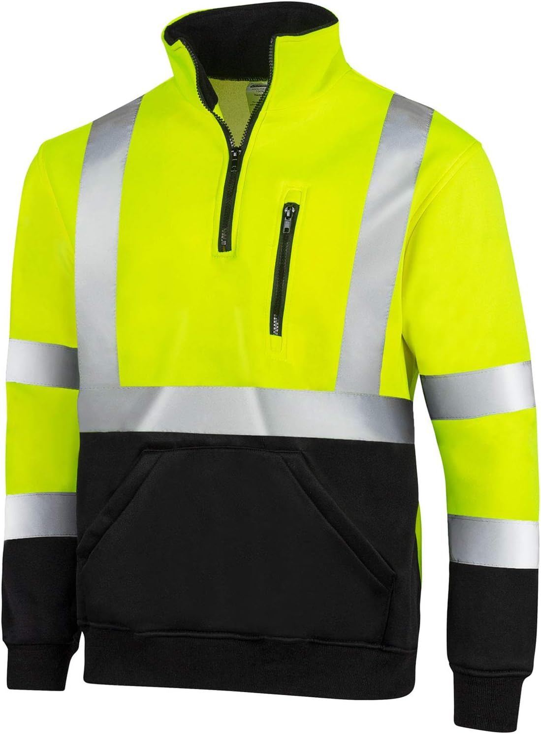 JORESTECH Hi-Visibility 1/4-Zip Safety Sweater, ANSI/ISEA Compliant Reflective Work Pullover, 100% Polyester - Image 2