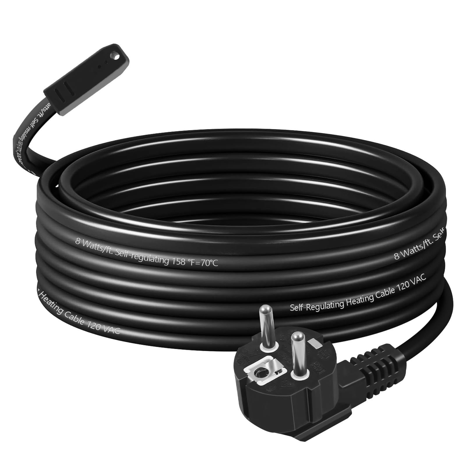 Selbstregulierendes Rohrbegleitheizung mit Thermostat, Frostschutz Heizkabel, Begleitheizung Wasserleitung, Heating Cable für Frostschutz für Wasserleitungen oder Pflanzen 12m