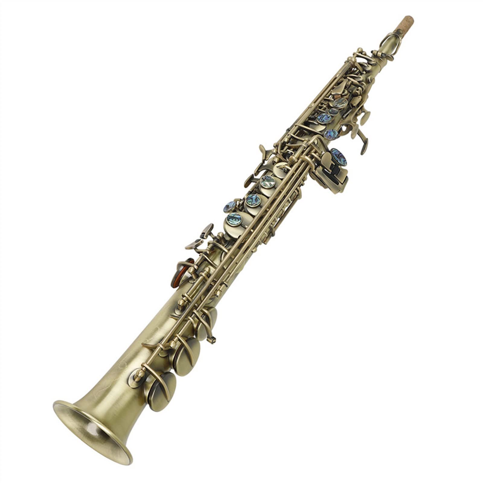 Saxofón Profesional Instrumento De Viento De Madera con Patrón Tallado En Oro Lacado De Saxofón BB Recto De Bronce con Estuche