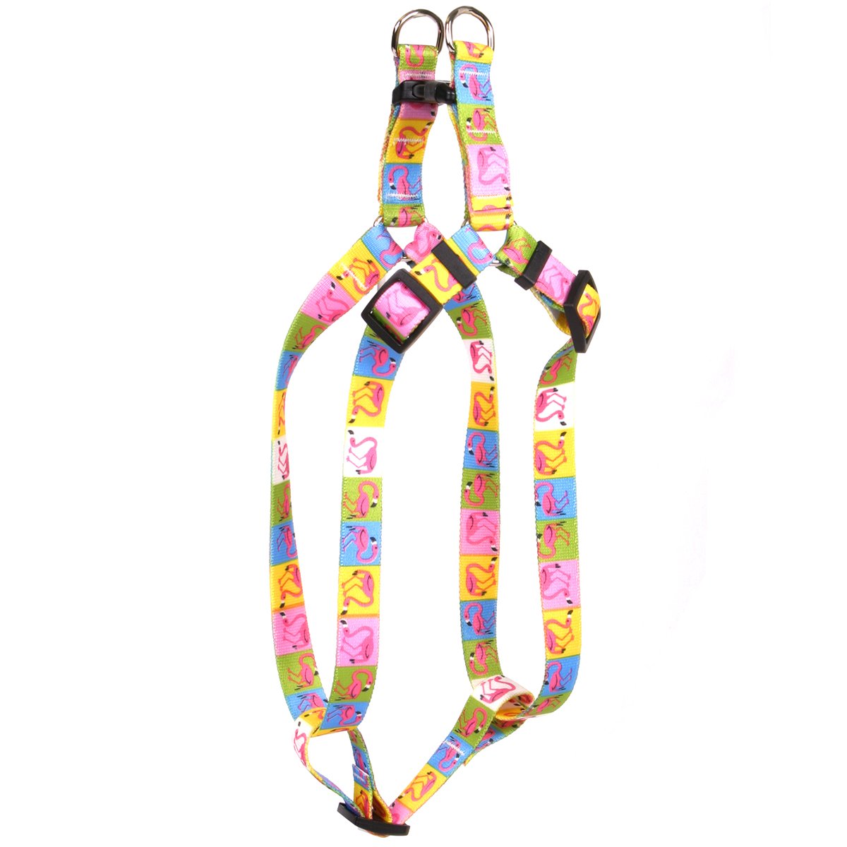 Yellow Dog Design Pink Flamingo Step-in Dog Harness, Large-1" Wide and fits Chest Circumference of 25 to 40"