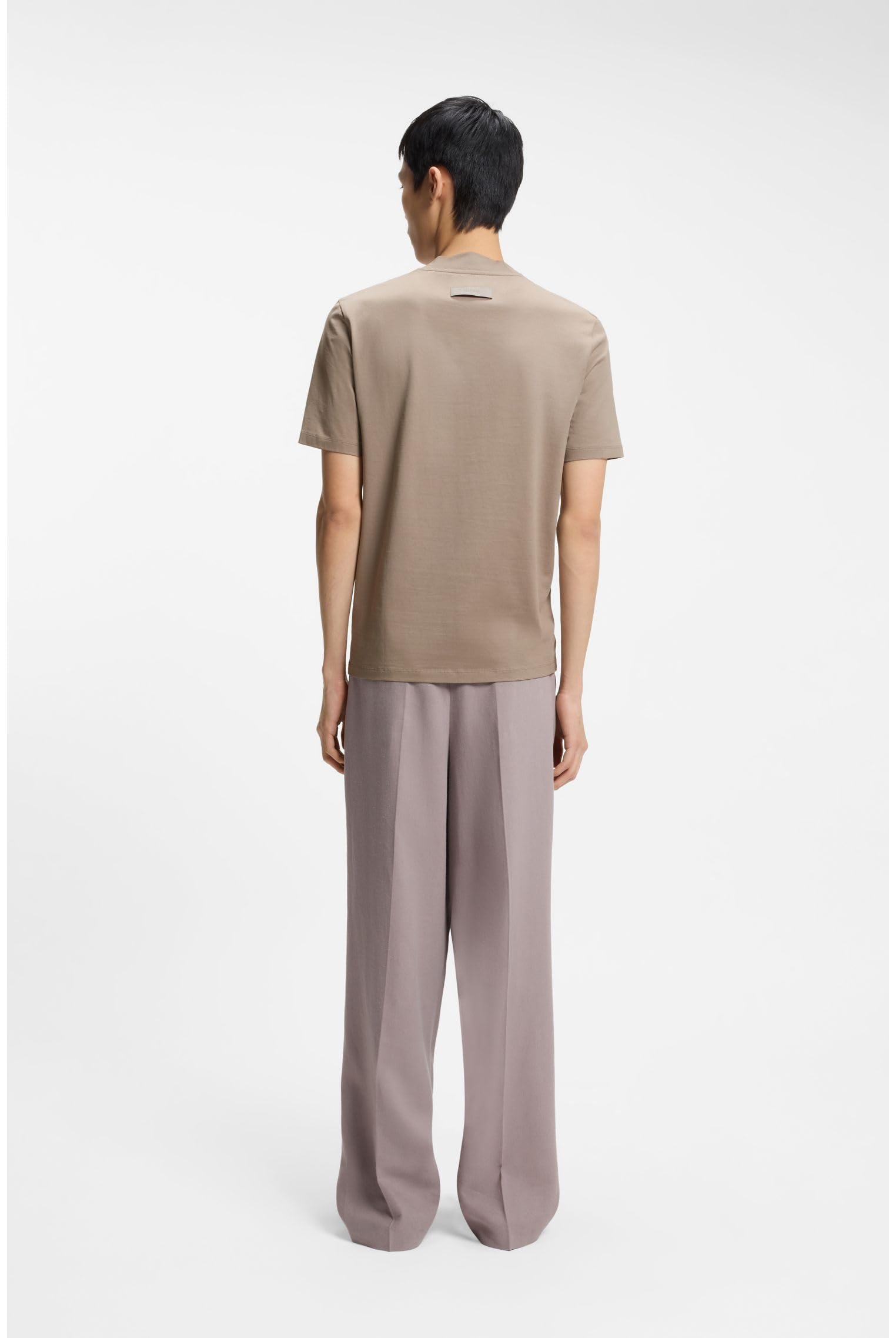 HUGO Maglietta da uomo Dimersom Slim Fit in cotone elasticizzato con colletto alto, Marrone chiaro/Pastel, XL