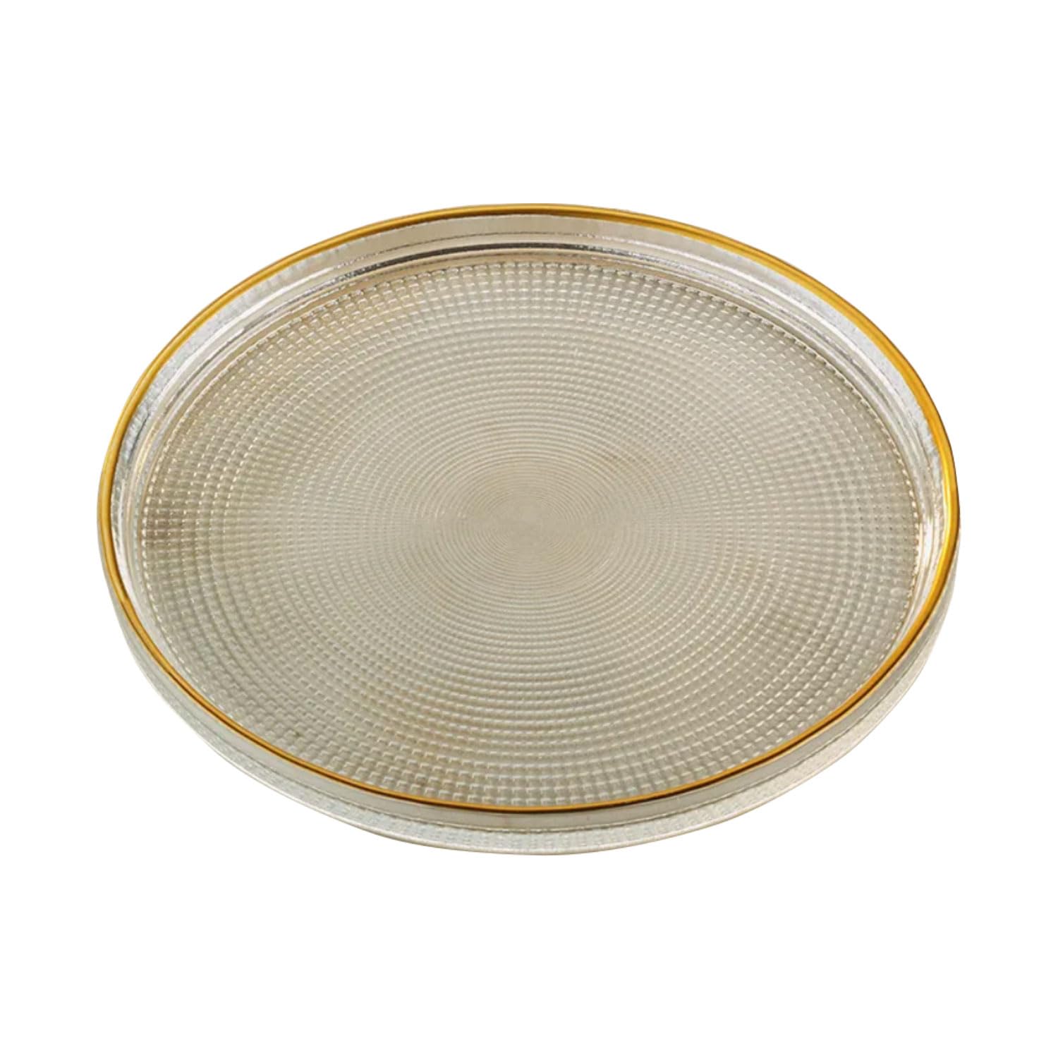 Dessertteller Glas 6er Set 16 cm mit Goldrand - Kuchenteller mit Strukturmuster, Stapelbar, Elegante Glasteller für Dessert, Kuchen, Vorspeisen, Obst - Handwäsche Empfohlen