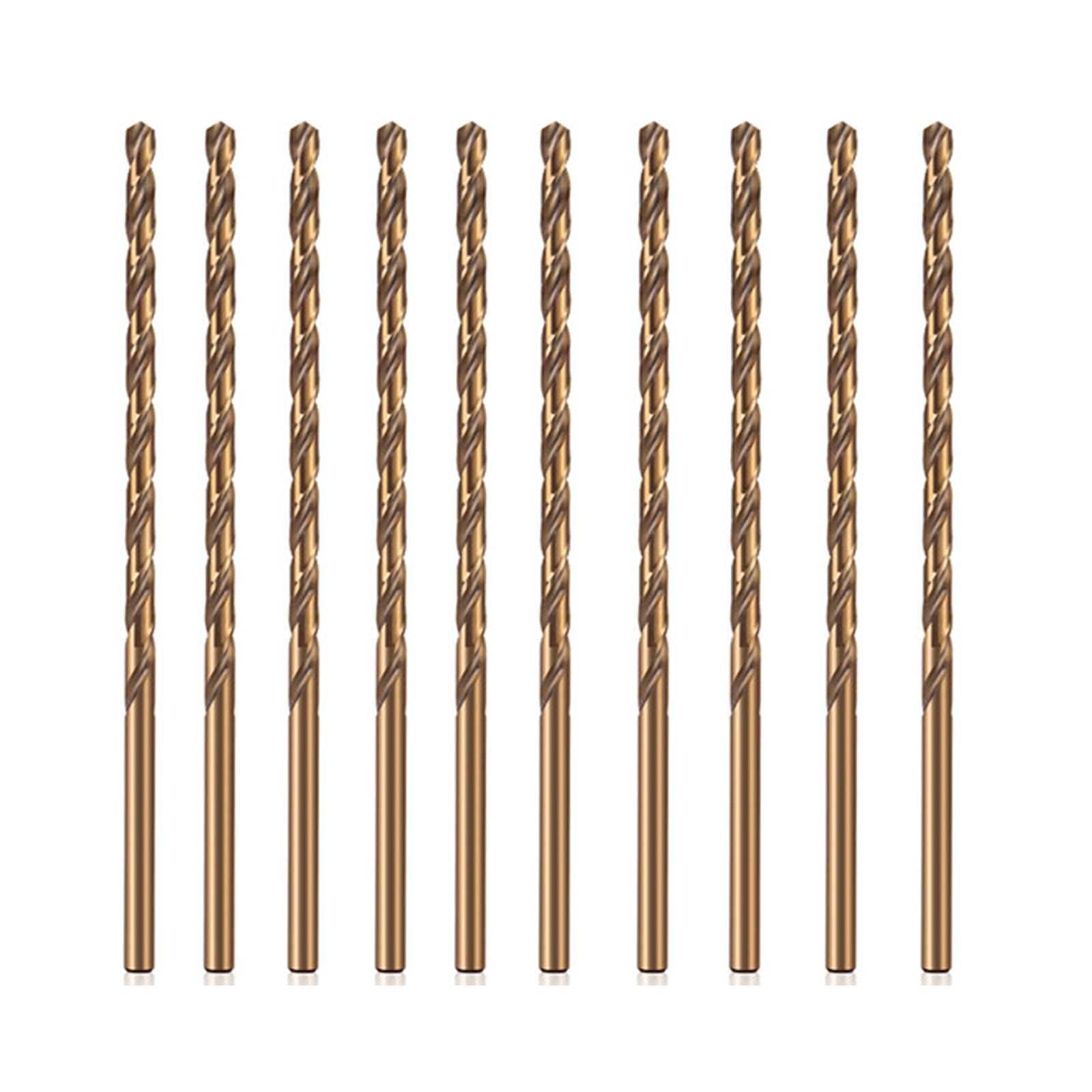 3.2mm Cobalt Drill Bits, M35 HSS Gold Cobalt Metal Jobber Length Twist Drill Bit Set for Hard Metal, Stainless Steel, Cast Iron (1/8 in (10pcs))