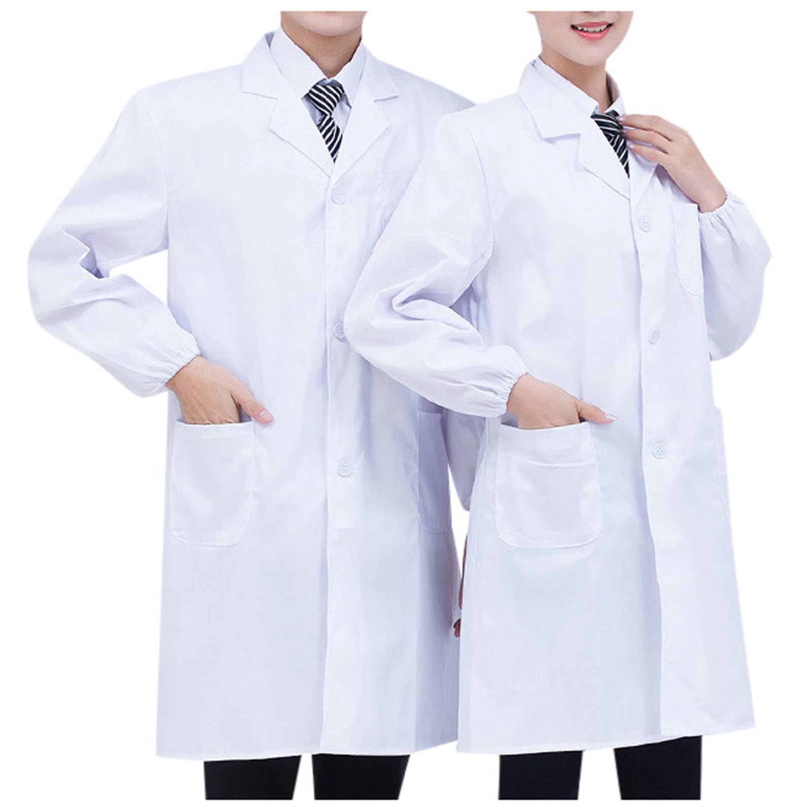 Generisch Blouse de laboratoire pour hommes et femmes, blouse de laboratoire blanche à manches longues pour étudiants, médecins beauté, vêtements de travail de laboratoire polyvalents