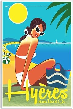 RONGCHENG Hy res Beach Bikini Girl Vintage Travel Poster Canvas Art Home Room Wall Decor Picture Poster Print Painting Gift Posters