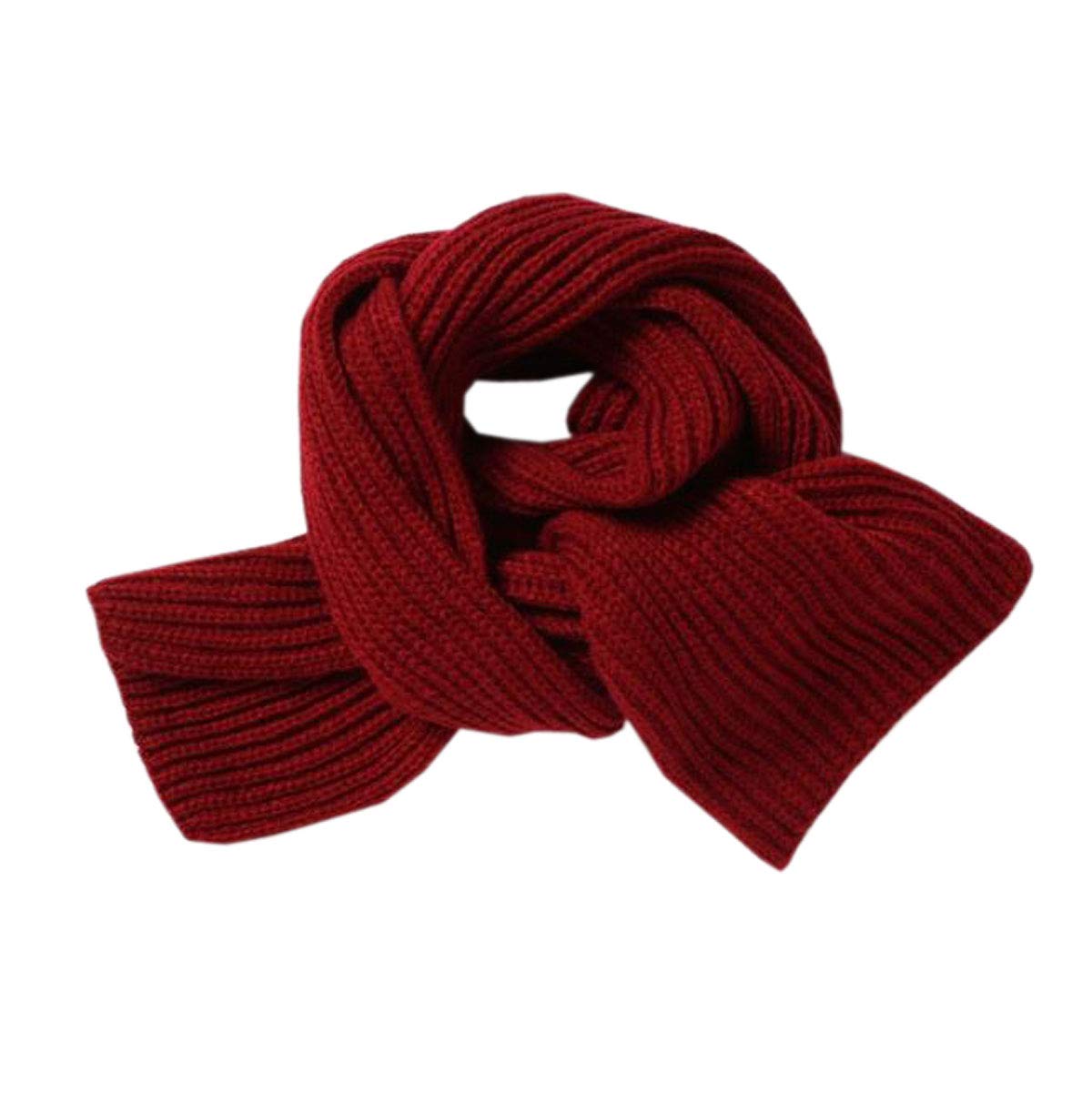 ACVIP Kids Winter Long Scarf Girls Boys Knitted Neck Warmer (Dark Red)