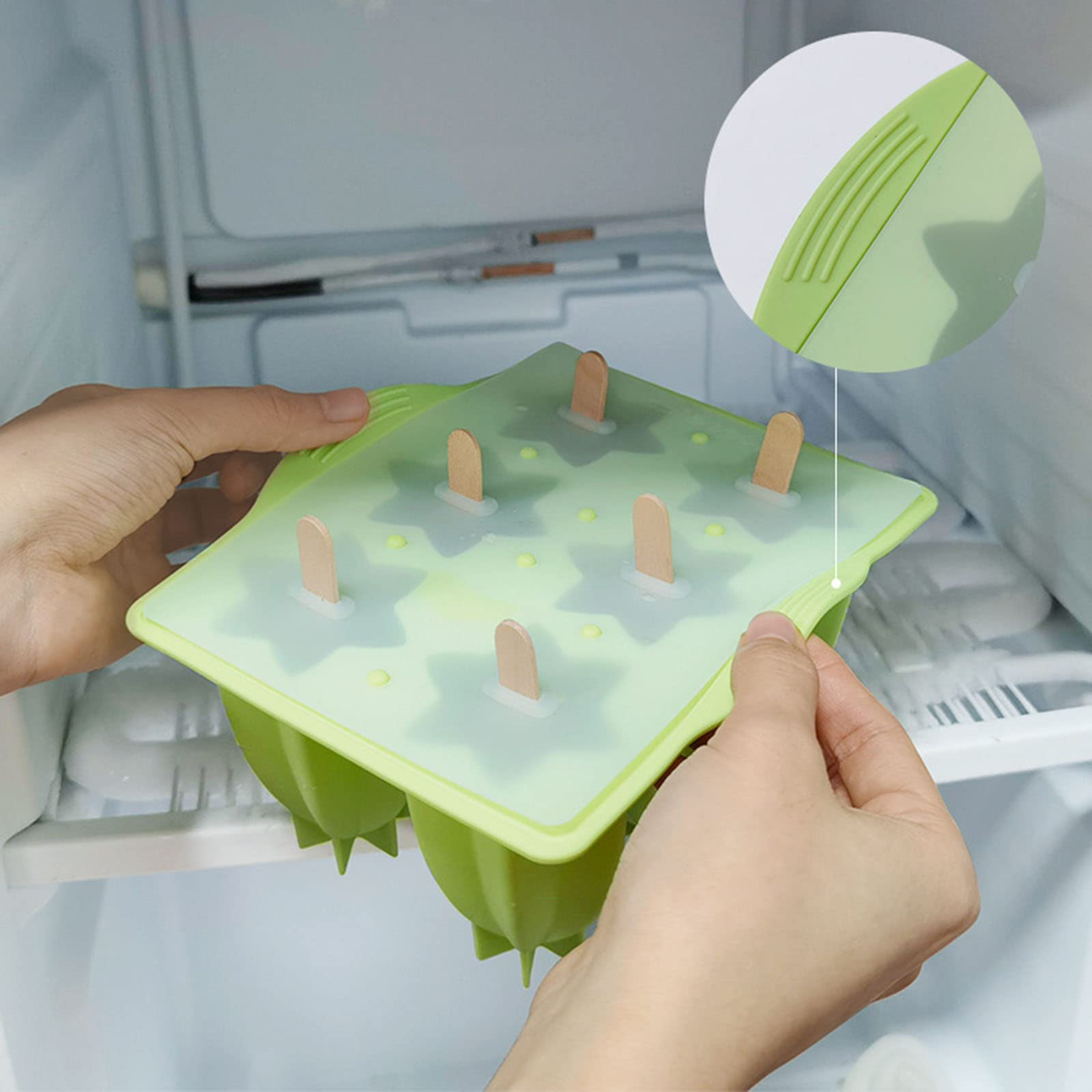 Moldes para helado, Molde de silicona for helado con tapa, molde gelatina forma carambola, for postre, reutilizable for hacer paletas(White)