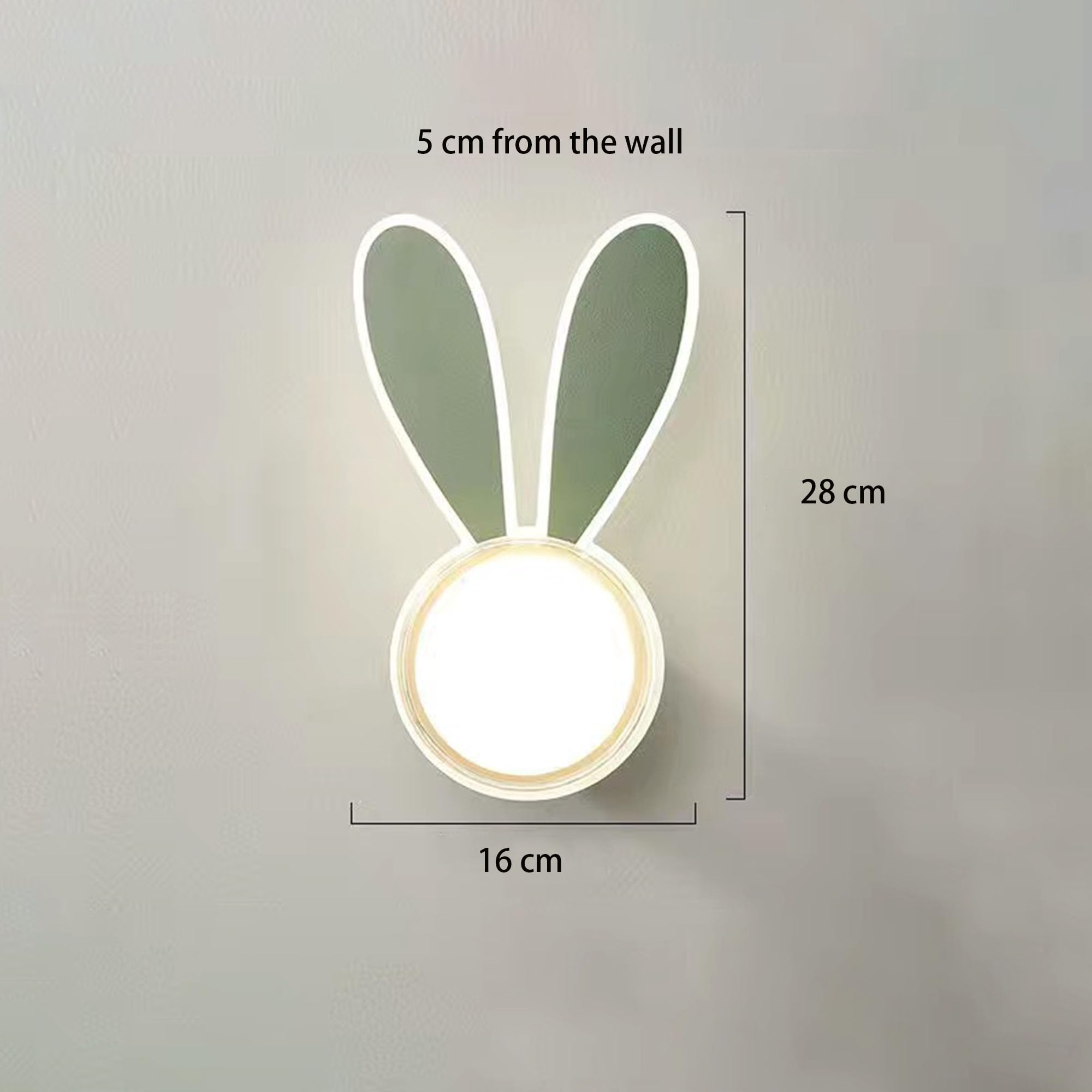 AoLa Dziecięca lampa ścienna LED królik lampa ścienna lampka nocna królik lampka nocna lampka ścienna oświetlenie do pokoju dziecięcego sypialnia, prezent dla dziewczynki chłopca,Green