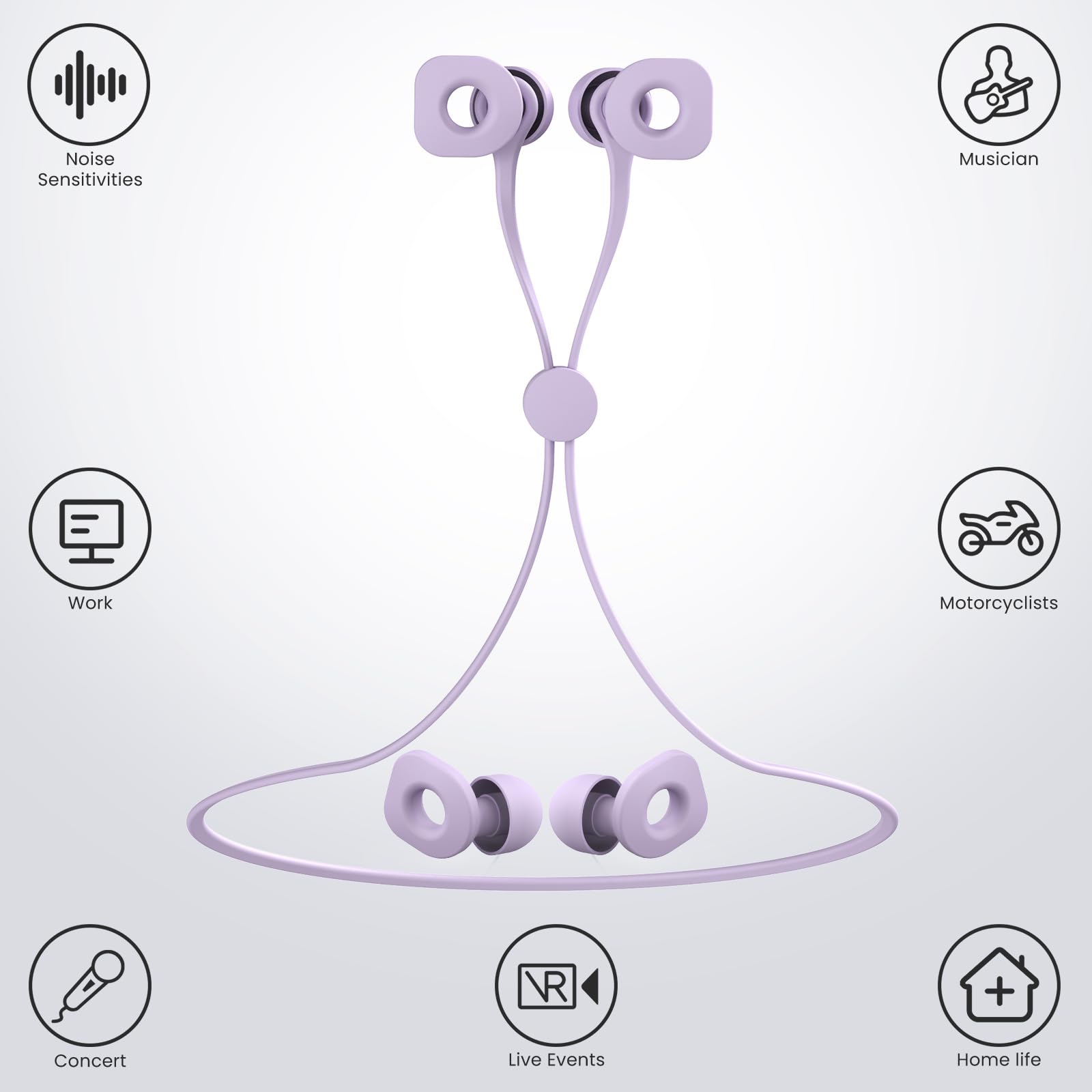 2 pares de tapones para los oídos para dormir, tapones reutilizables para los oídos con 8 pares de almohadillas para los oídos y un cable conector, tapones suaves para los oídos para reducción