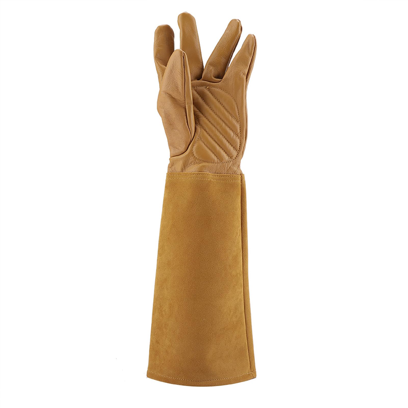 Yctze Guantes de Cuero para Jardinería, Poda de Rosas, Resistentes Al Desgaste, a Prueba de Pinchazos, Guantes de Trabajo para Podar, Trabajo en el Jardín, Pinchazos, Amarillo, Pequeño