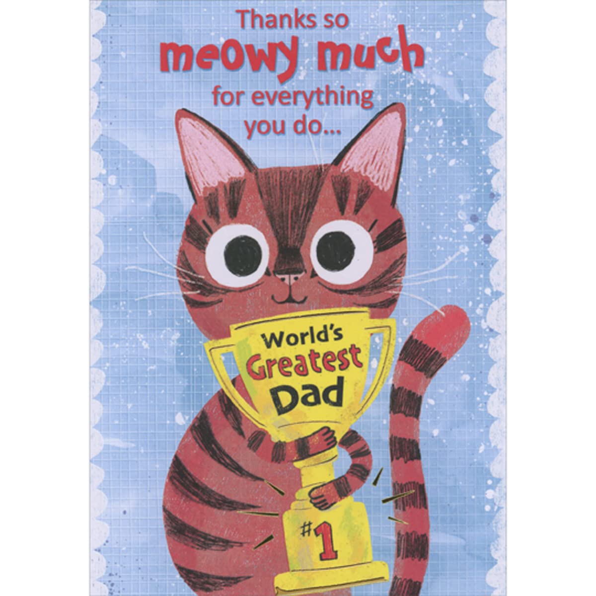 Designer Greetings Thanks So Meowy Much: Cat Hugging World's Greatest Dad Trophy Father's Day Card from Cat