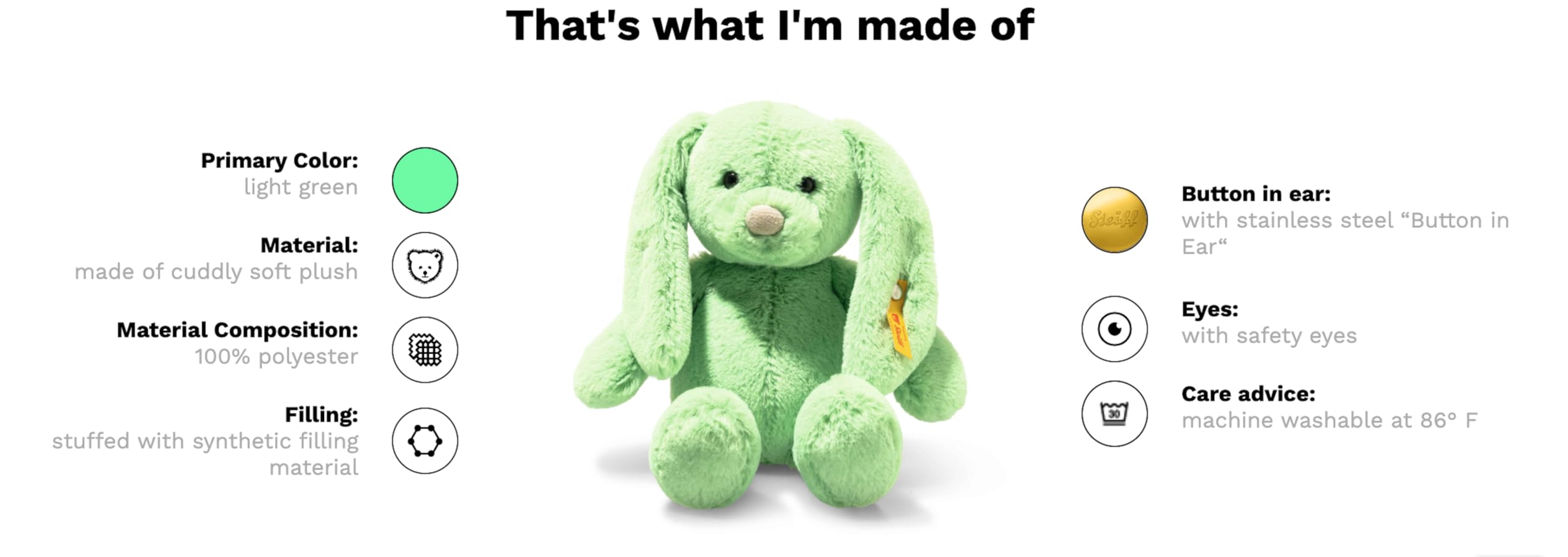 Bauer Stretch Buddies Hase Mint – Plüschtier 28 Cm, Mit Beweglichen Ohren & Beinen
