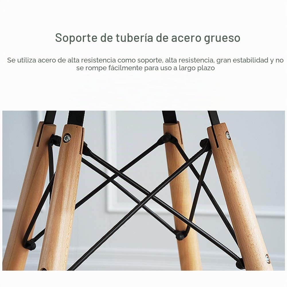 H.J WeDoo Estilo Escandinavo Mesa de Comedor Redonda,Mesa Tower Moderna y Patas de Madera de Haya, 80 * 75 cm, Negro