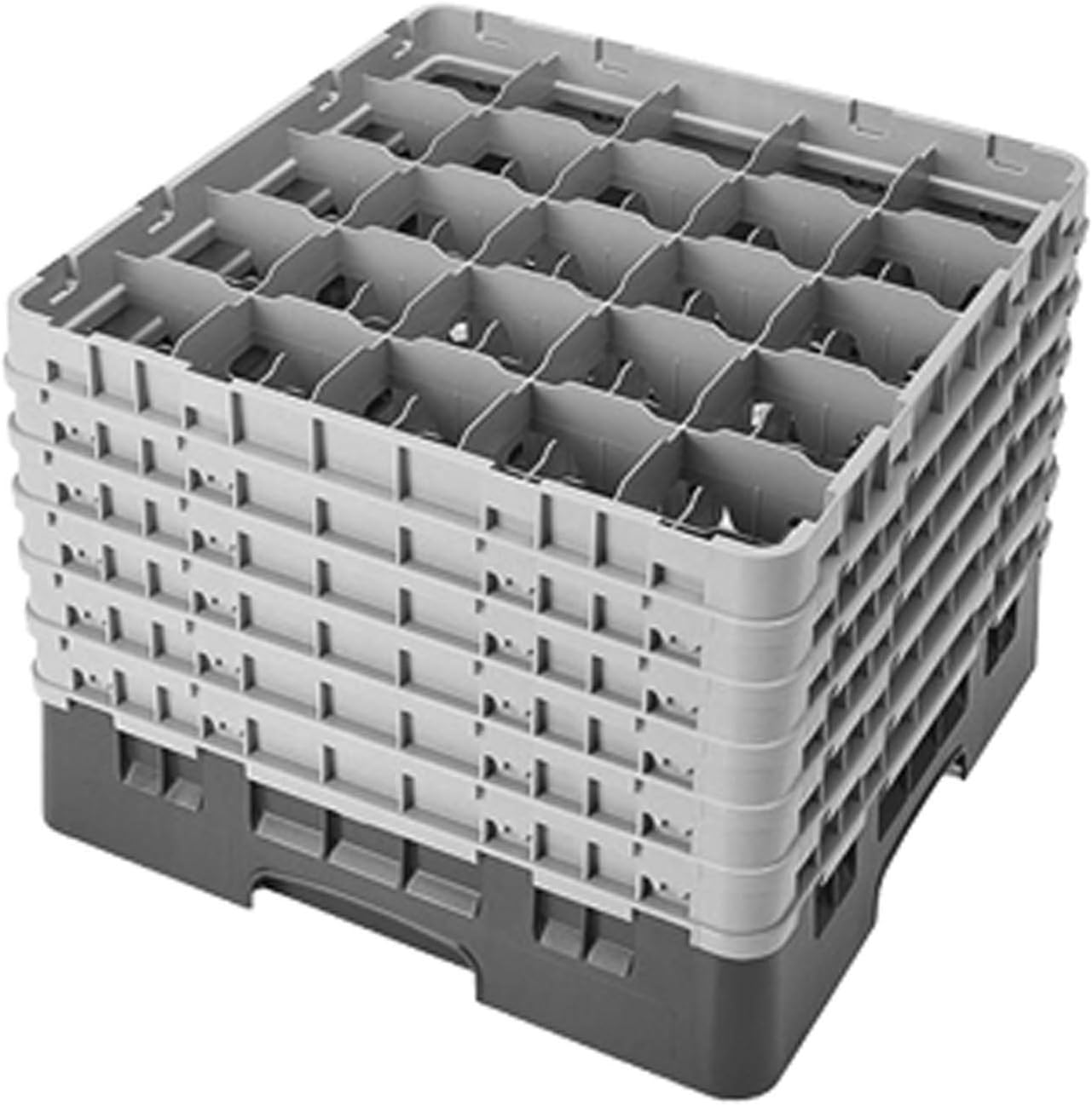 Cambro 25S1114-151 11-3/4-Inch Camrack Polypropylene Stemware and Tumbler Glass Rack with 25 Compartments, Full, Soft Gray