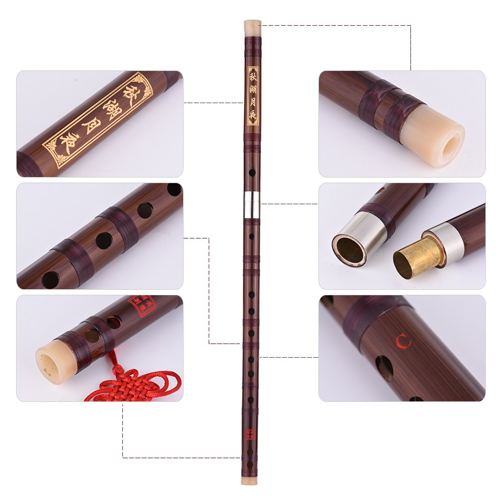 Pluggable Bitter-Bambusflöte, Dizi, traditionell, handgefertigt, chinesisches Musikinstrument, Tonart C, für Lernniveau, professionelle Leistung mit reinem melodischem Klang, einfach zu spielen