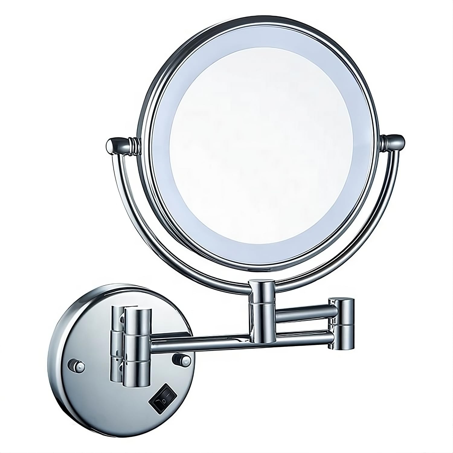 JPS LED Magnifying Shaving Mirror for Bathroom, Makeup Mirror With Light, 5X Dual Side Foldable Mirror (8 Inch, Chrome)-image-24