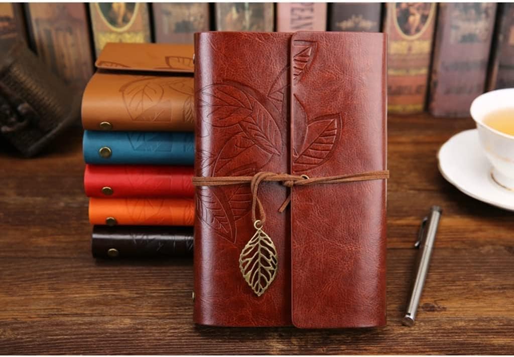 Vintage Travelers Notebook Diary Notepad PU Leather Spiral Literature Note Book Paper Journal Planners School Stationery Gift (Color : G, Size : Small 105x145mm)