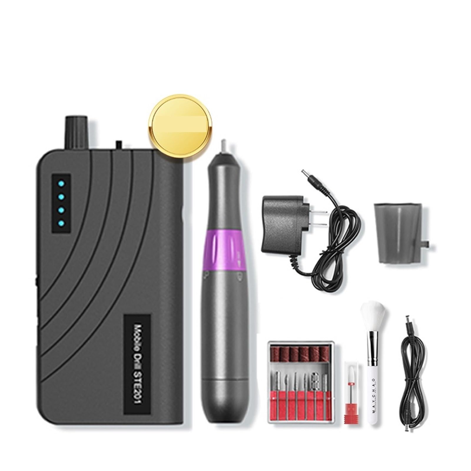 Lima Electrica Uñas, Taladro de uñas eléctrico portátil, taladro recargable profesional 35000 RPM for quitar esmalte gel acrílico(Nero)