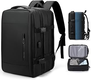 Travel Backpack for Women Men Black Carry On Backpack,Expandable Airline Airplane Approved Weekenders Backpack,Fit 15.6 Inch Laptop Waterproof 40L Travel Backpack
