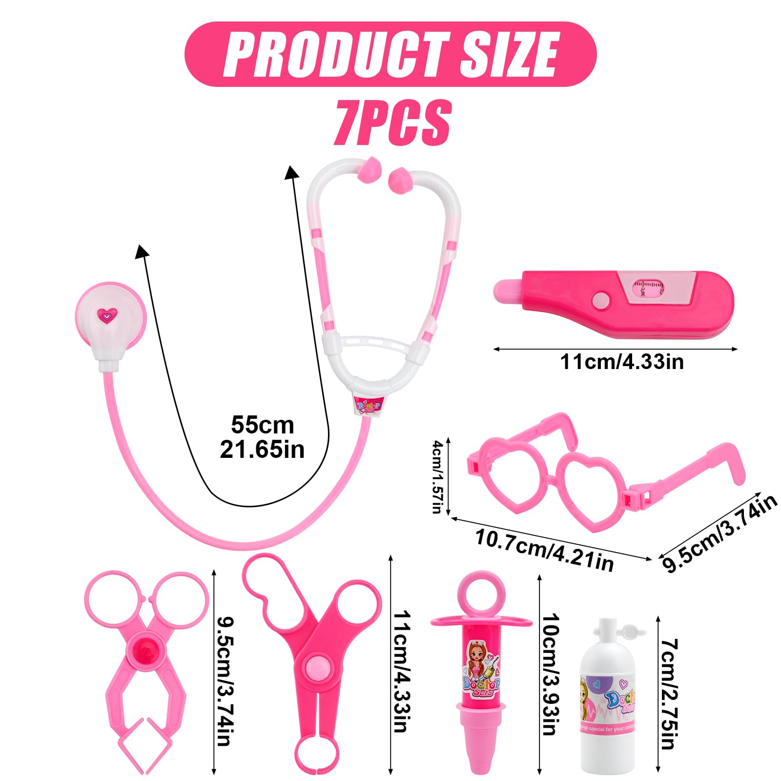7 Pcs Kids Doctors Kit, Doctor Pretend Role Play Medical Kit for Kids Children Doctors Set Toy for Boys & Girls 3+ Years - Image 2
