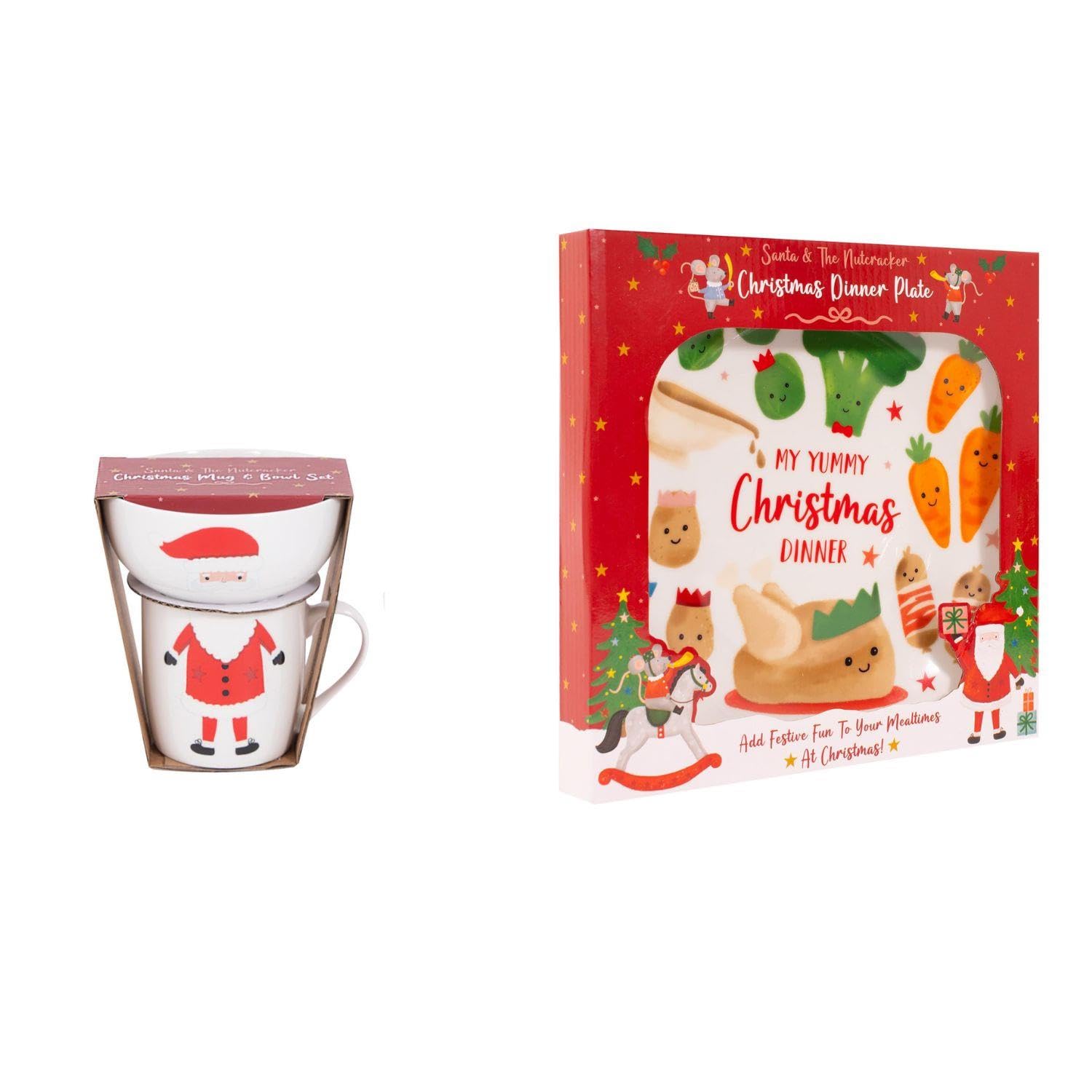 YöL Kids Ceramic Christmas Dinner Plate And Santa Novelty Mug And Bowl Xmas Lunch Stocking Filler
