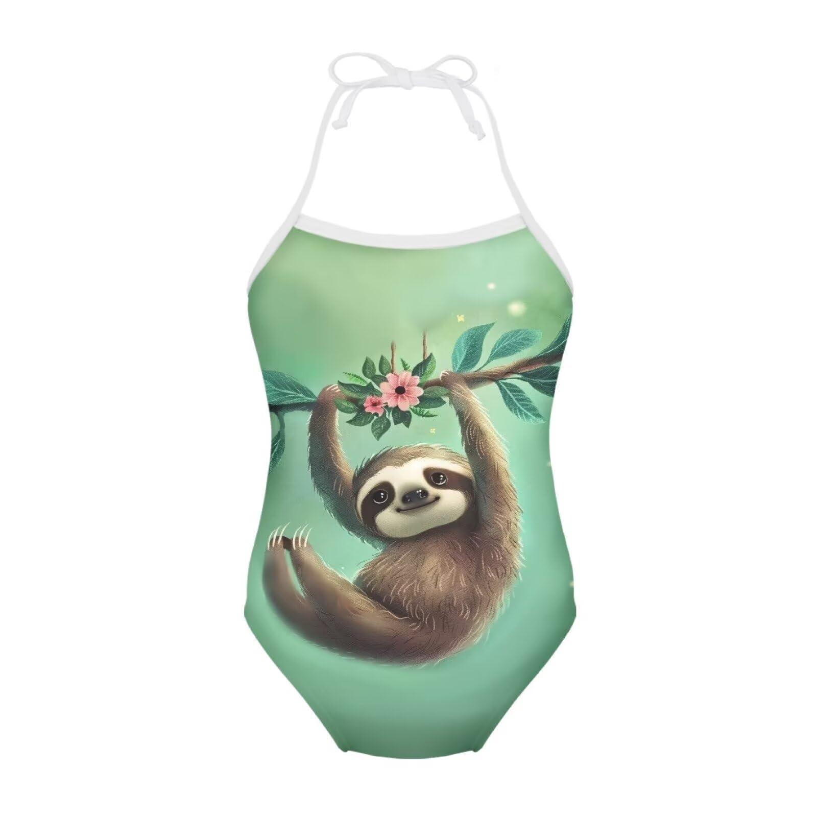 Girls One Piece Swimsuit Beach Bathing Suit Toddler Floral Halter Straps Swimwear for 1-10 Years
