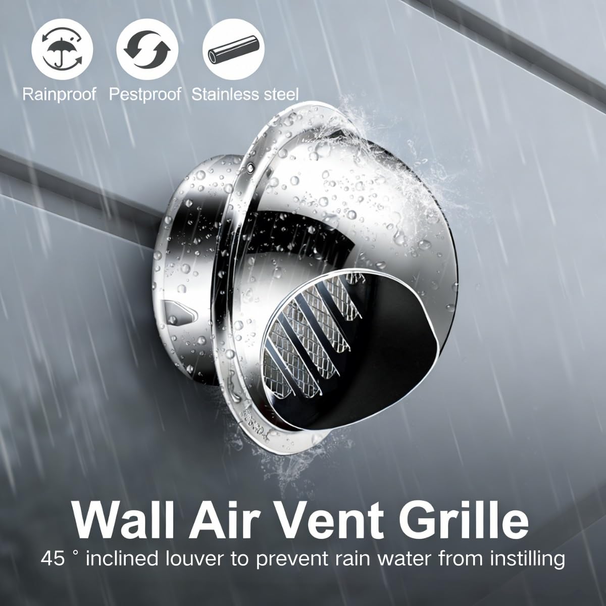 50-300mm Griglia Aerazione In Acciaio Inox 304, Griglia Ventilazione Rotonda, Cappuccio Antivento Con Protezione Dagli Insetti A Maglia Fine, Per Uso Interno Ed Esterno, Parete(300mm/11.8in)