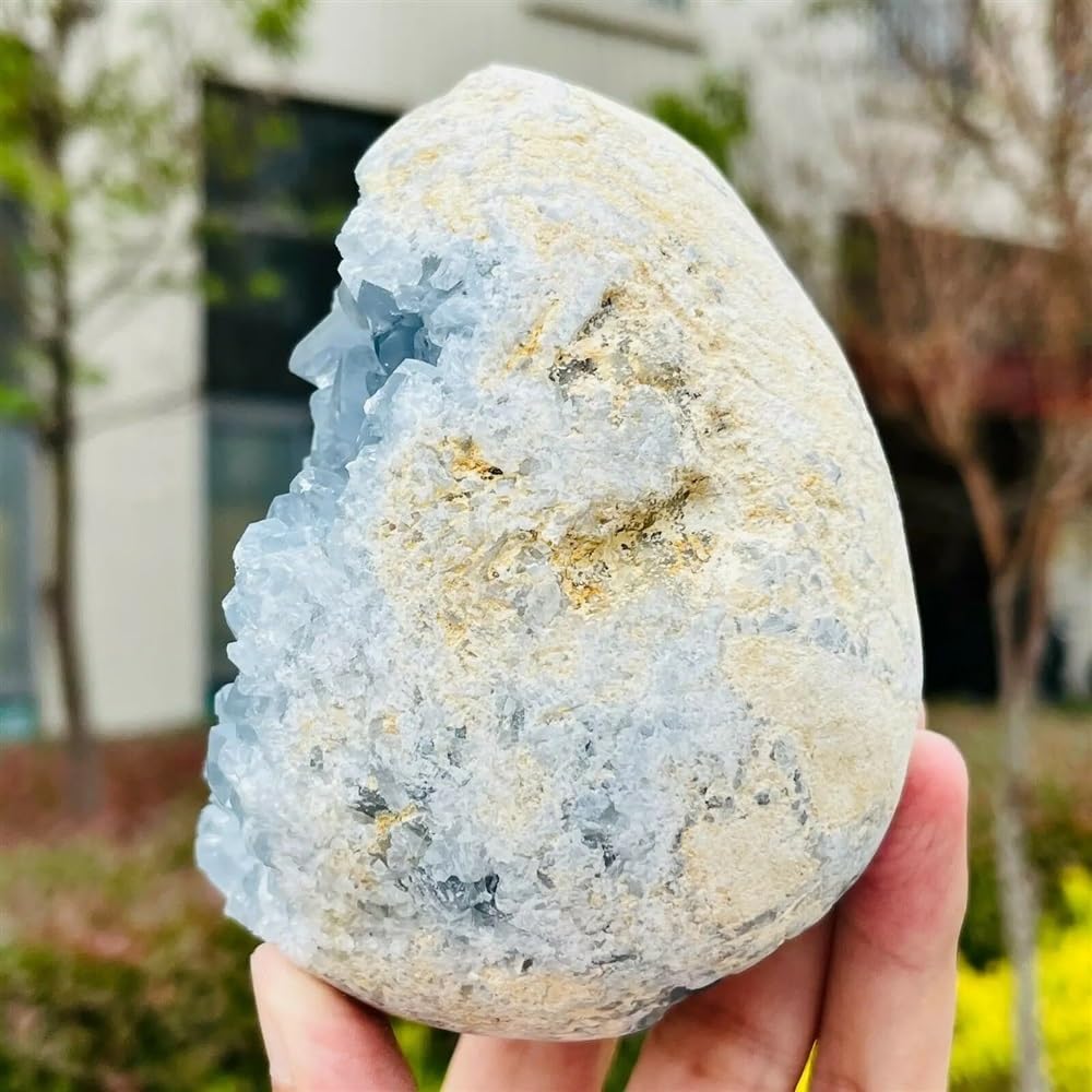 母岩付き天然セレスタイトジオード 965g セレスタイト 母岩付き原石