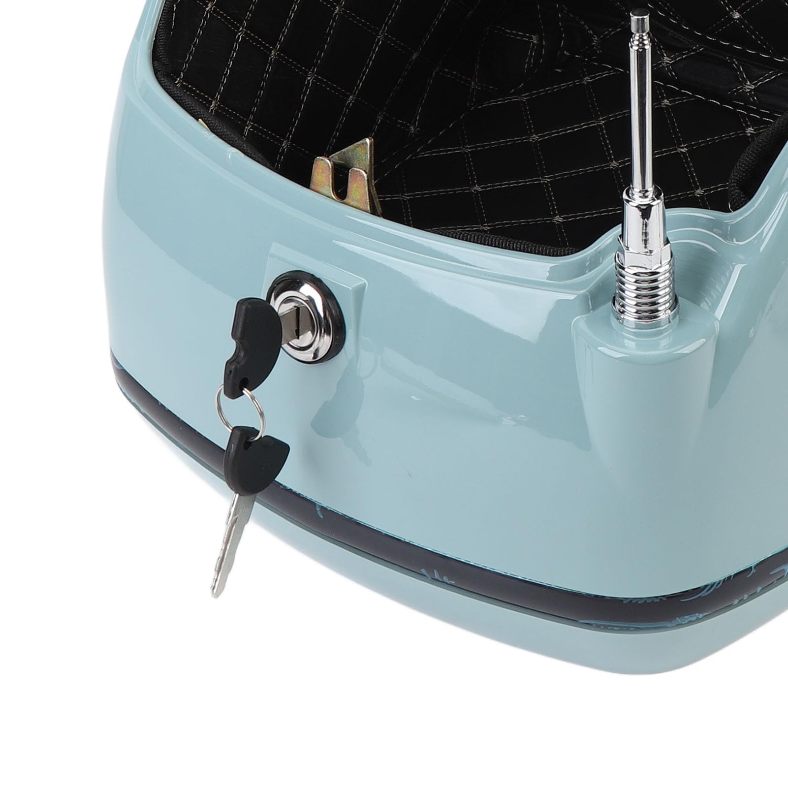 Dioche Porte-Bagages de Rangement pour L, Coffre Supérieur de Moto Rétro pour Scooters électriques, Ajustement Universel pour Motos, avec Serrure à clé (Blue)