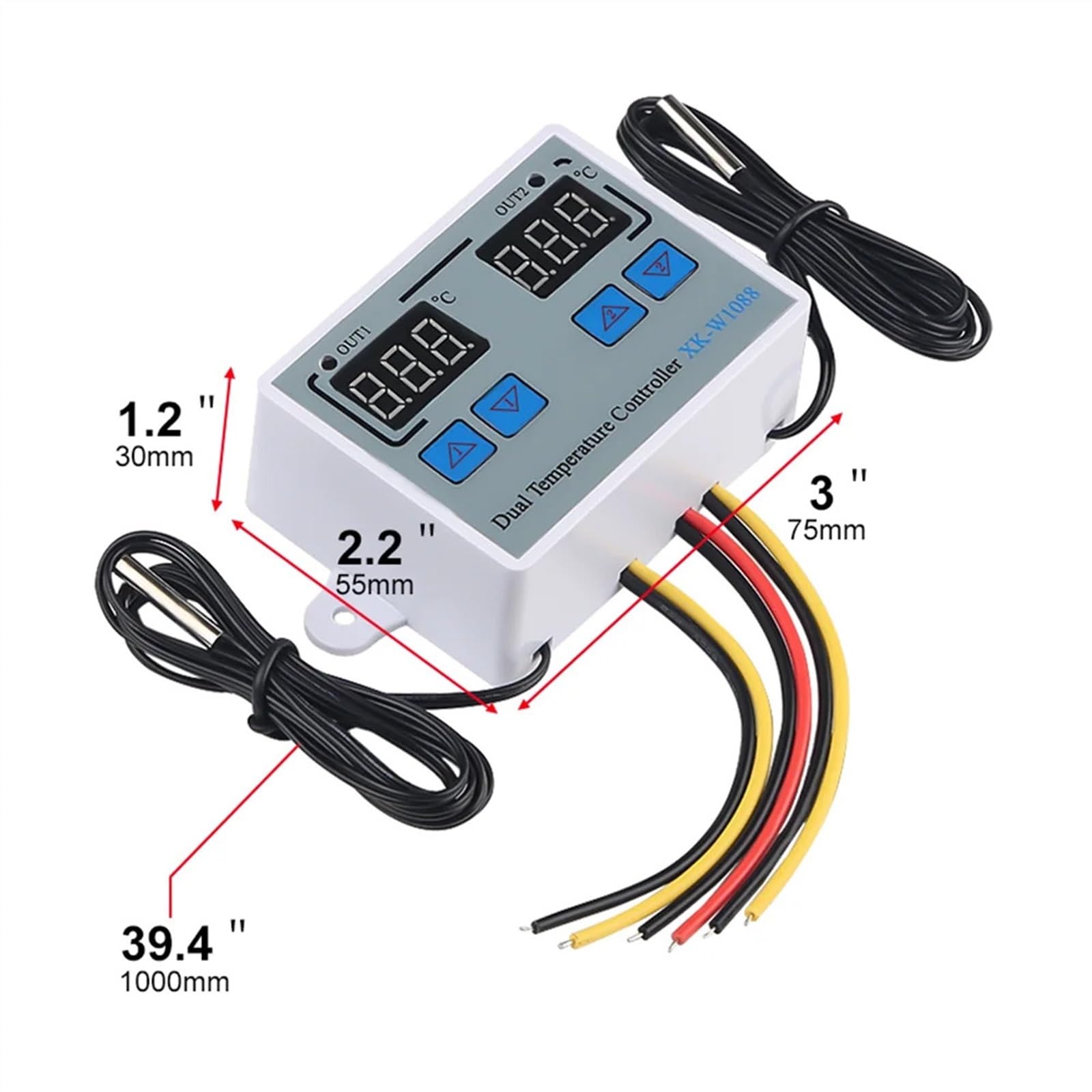 W1088 Doppio LED Digitale Sensore di Temperatura Misuratore Regolatore Termostato Riscaldamento Elettrico 220V Incubatrice Termoregolatore