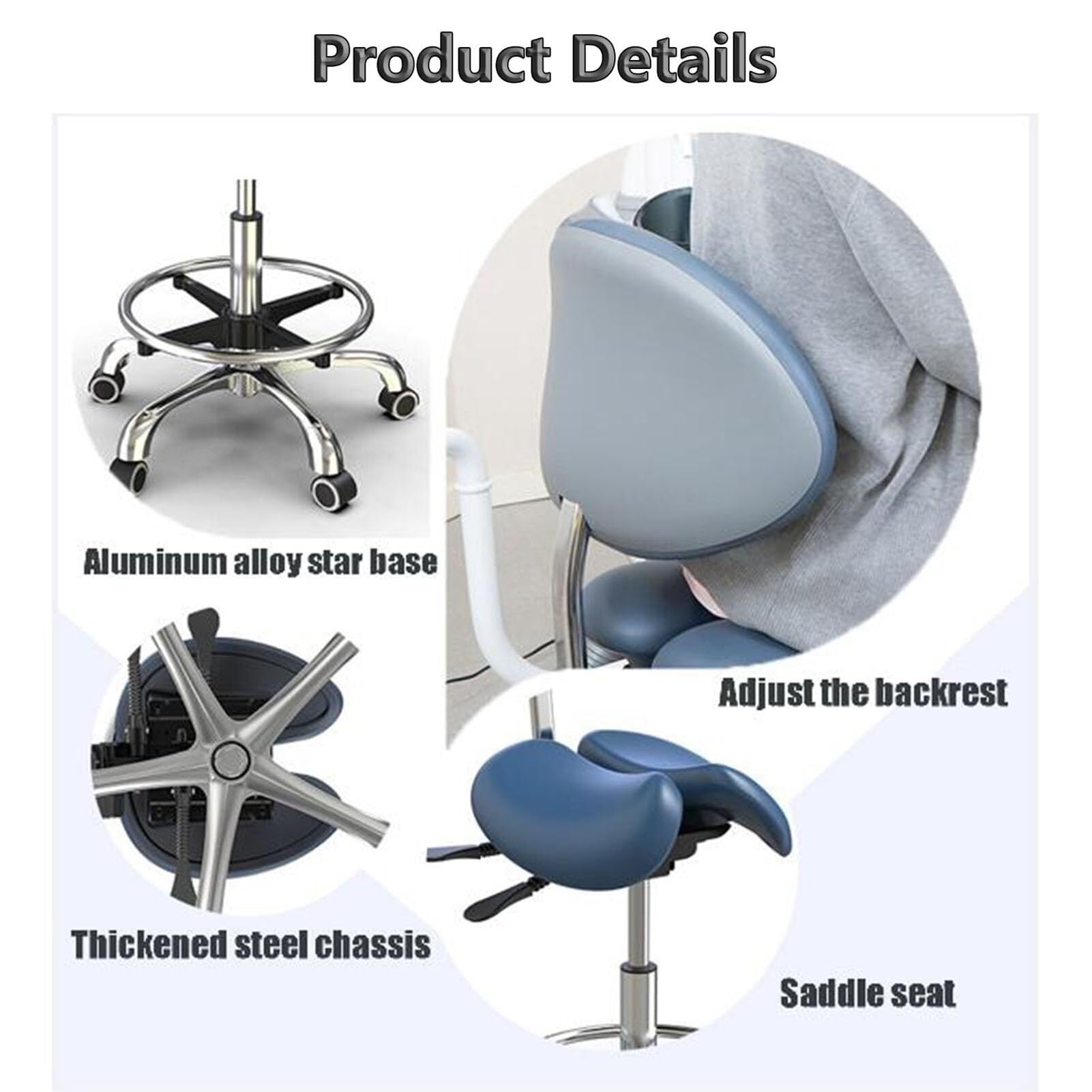 Sgabello a Sella Stile Diviso Sedia con Sedile a Sella Sgabello a Sella ergonomico con Schienale Sedie a Sella Regolabili for Laboratorio Ospedaliero Ufficio Casa(B)