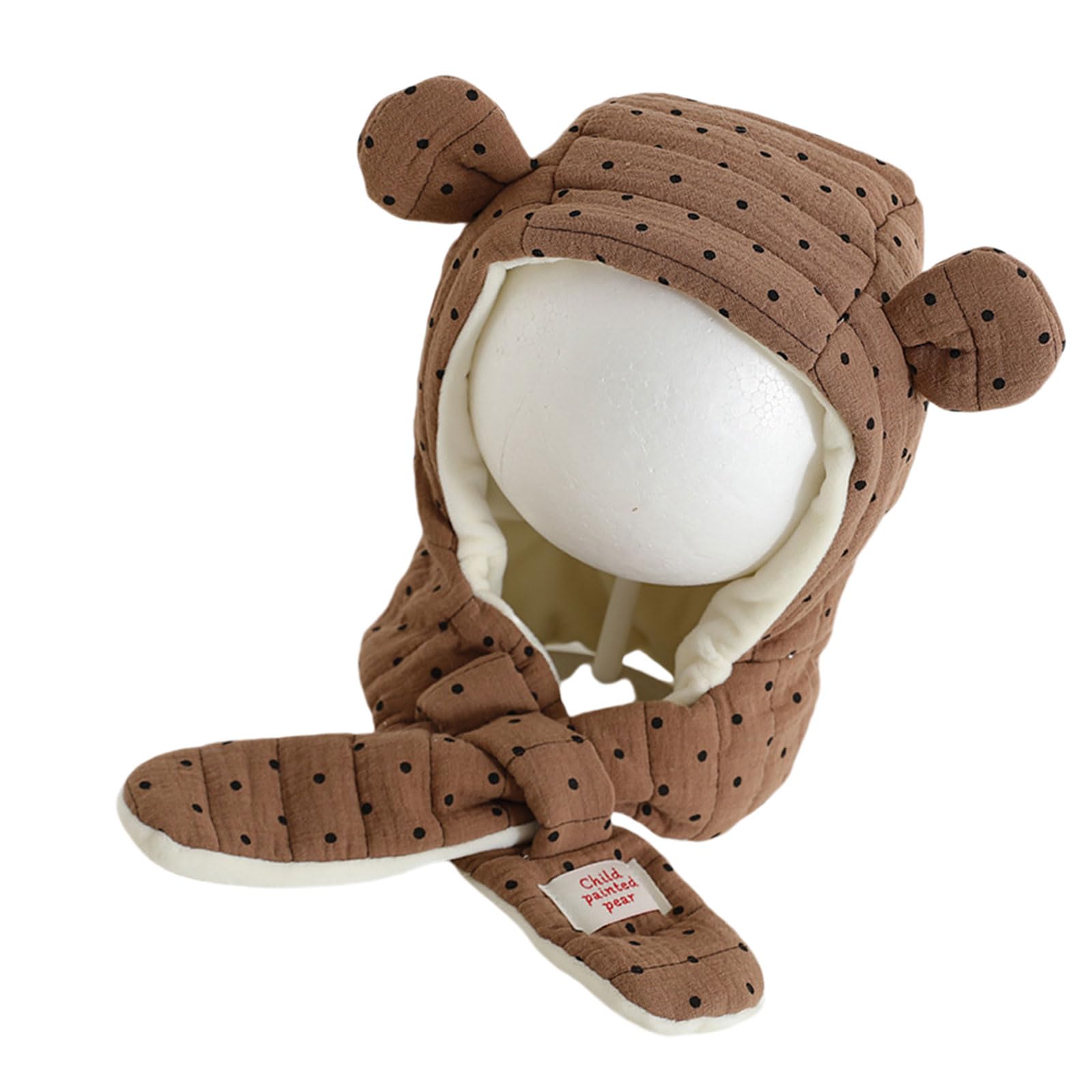 Zkydhbd Unisex Toddler Coffee Knit Toddler Bear Hat With Attached Scarf Knitted With Scarf Comfortable Wearing For Warmth In Cold Weather Knit