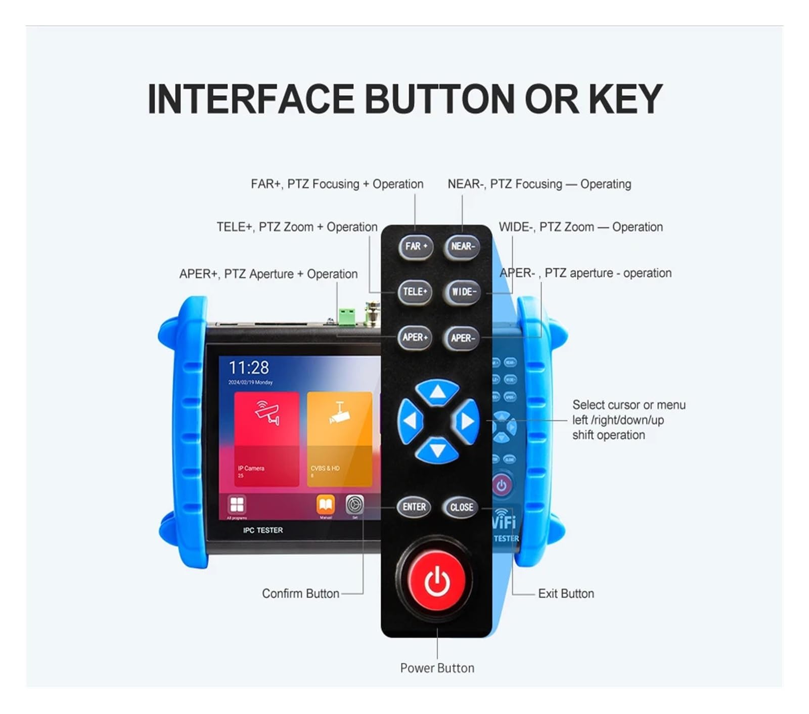 Tester CCTV IPC con touch screen 8MP AHD CVI TVI Ingresso e uscita HDMI Tester for cavi di rete for monitor telecamera PTZ Facile da leggere