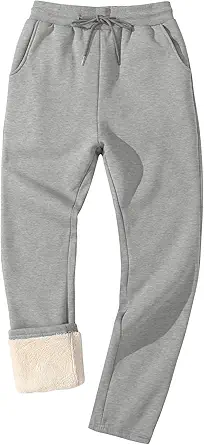 Flygo Men's Fleece Lined Sherpa Sweatpants Winter Warm Pants Jogger Lounge Athletic Pant with Pockets