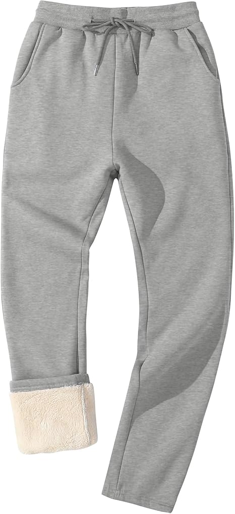 Flygo Men's Fleece Lined Sherpa Sweatpants Winter Warm Pants Jogger Lounge Athletic Pant with Pockets