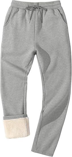 Flygo Men's Fleece Lined Sherpa Sweatpants Winter Warm Pants Jogger Lounge Athletic Pant with Pockets